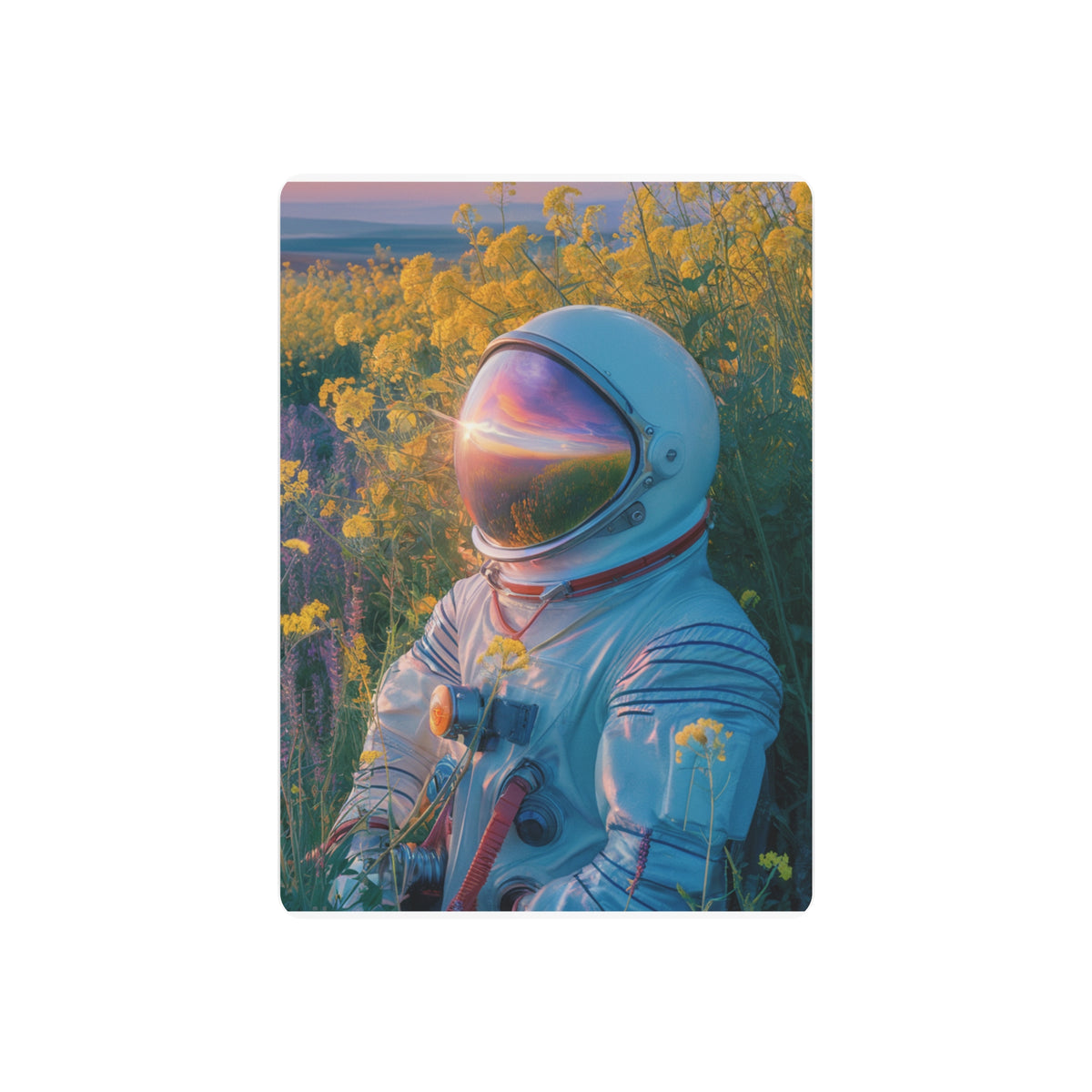 Lost Astronaut Among Wildflower Skies at Dusk