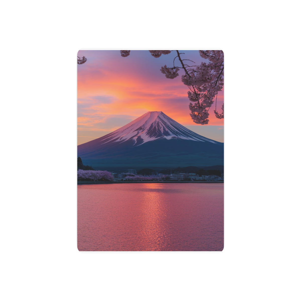 Sakura Framed Mount Fuji at Golden Sunset