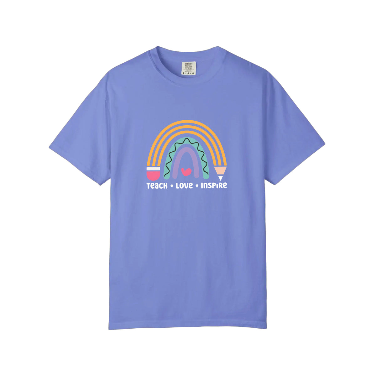Comfort Colors® Teach Love Inspire Pencil Rainbow Tee