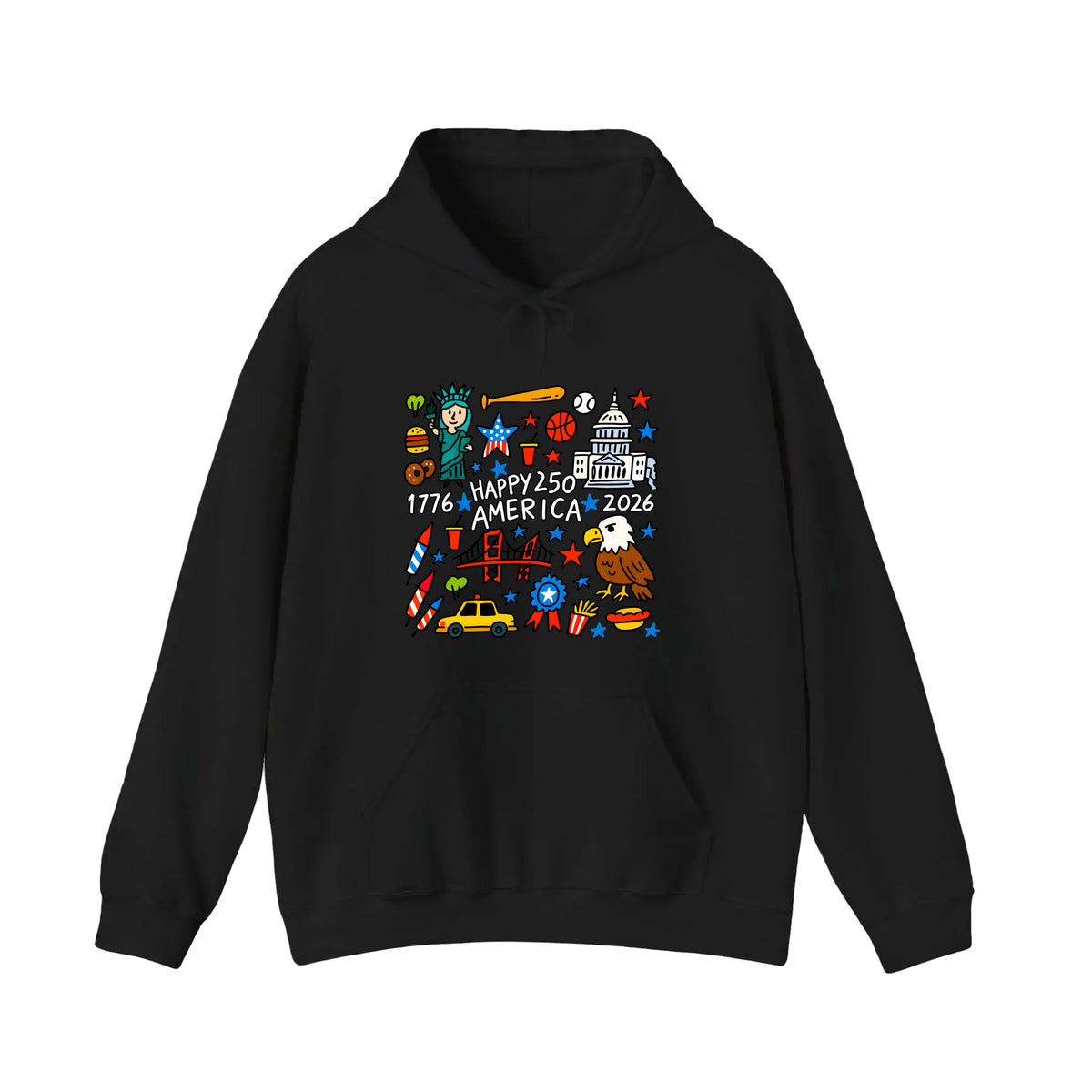 Happy 250 America Doodle Hoodie