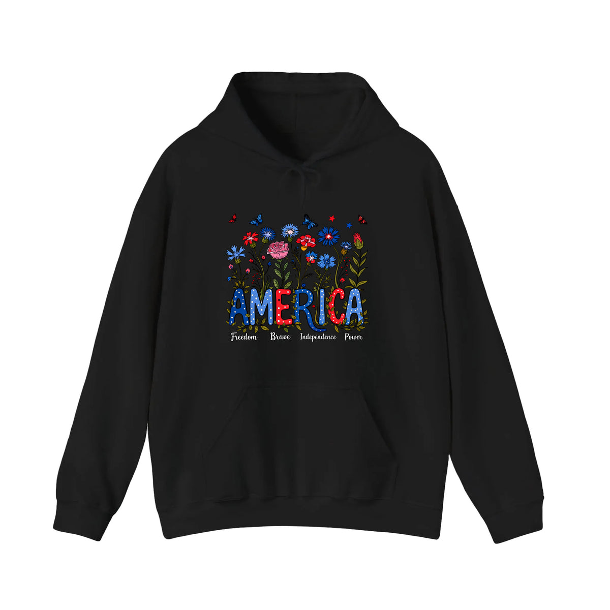 America Wildflowers Freedom Brave Hoodie