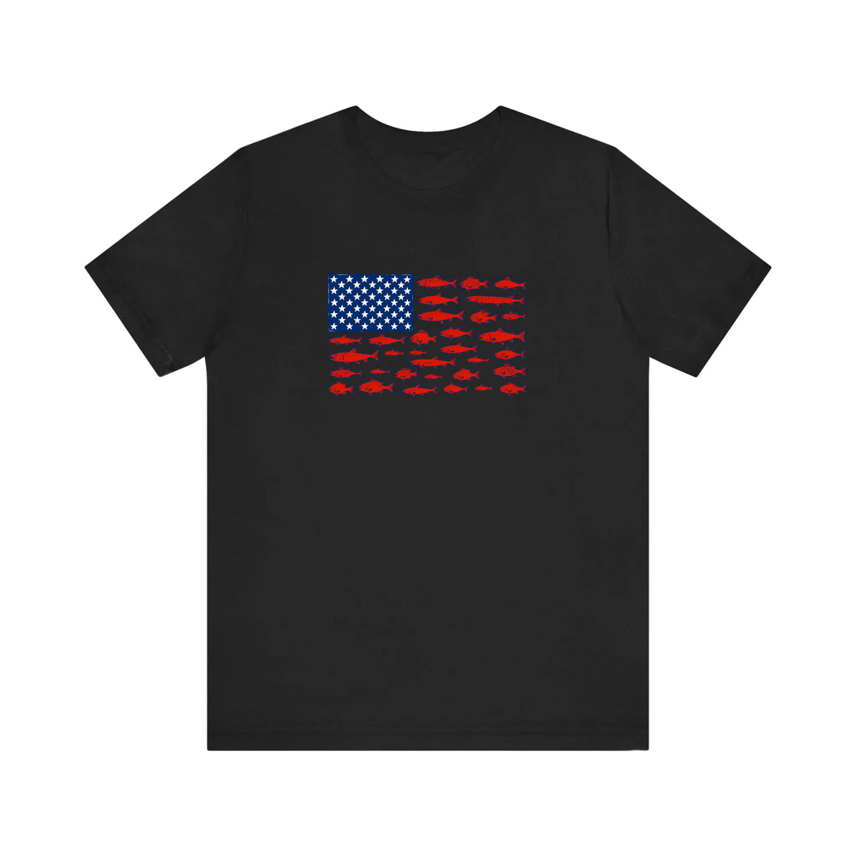 Stars And Stripes Fish Flag Quality Tee