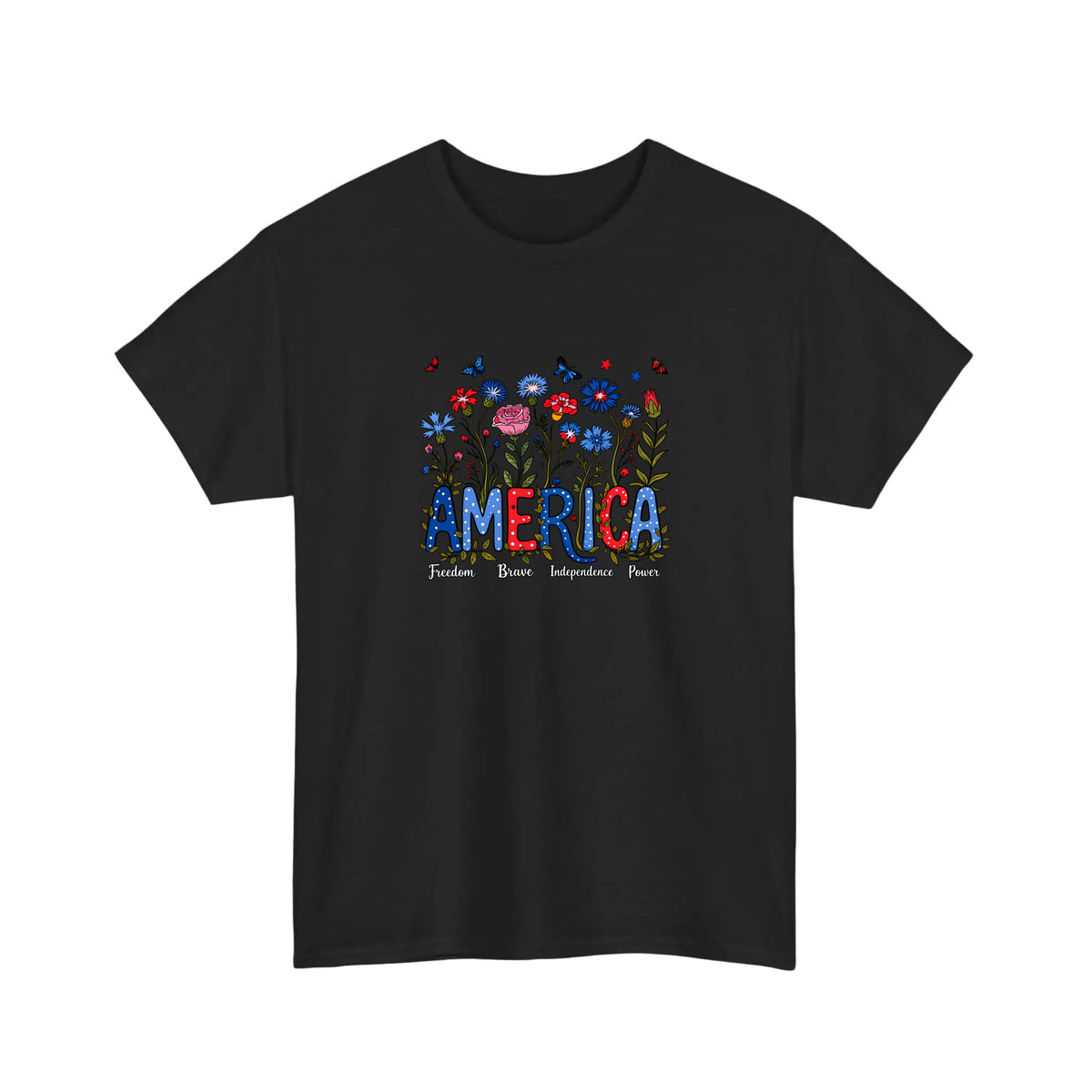 America Wildflowers Freedom Brave Tee