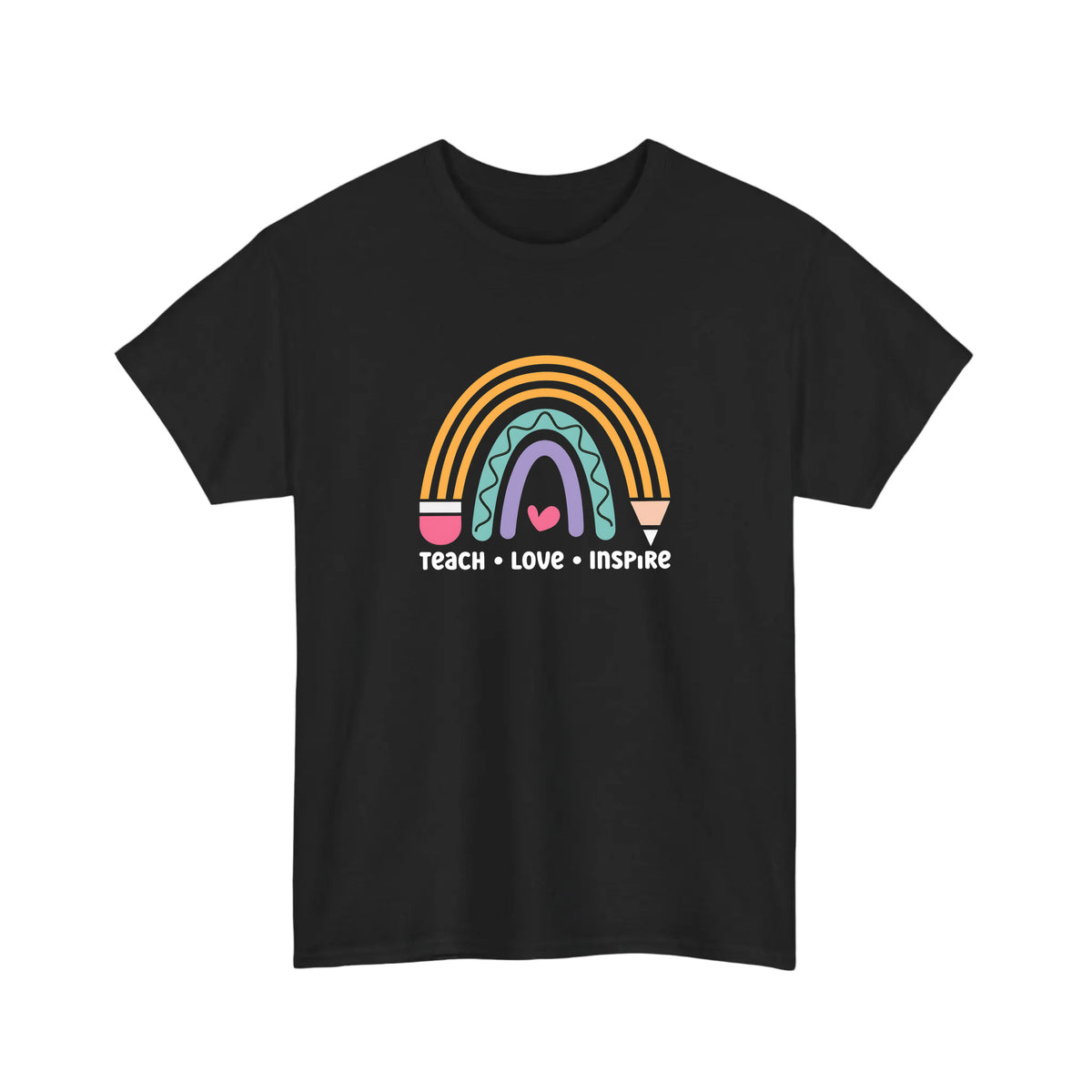 Teach Love Inspire Pencil Rainbow Tee
