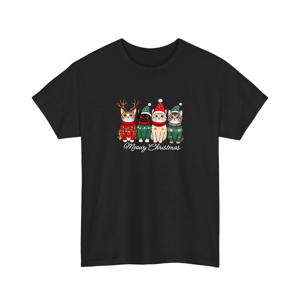 Meowy Christmas Sweater Cats Tee