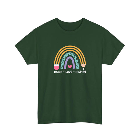 Teach Love Inspire Pencil Rainbow Tee