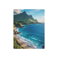 Sunlit Mountain Coastline in Turquoise Serenity