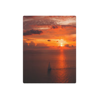 Solitary Sail at Sunset Over Golden Sea