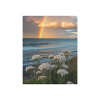 Seaside Wildflowers Beneath a Golden Rainbow
