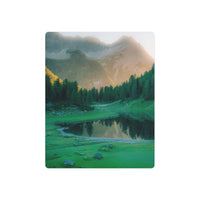 Dawn Glow Over Alpine Lake and Peaks