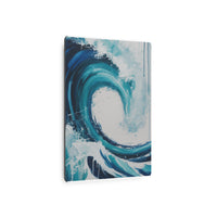 Vertical Tidal Wave Oil Painting in Teal