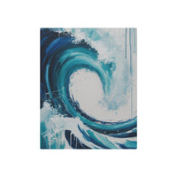 Vertical Tidal Wave Oil Painting in Teal