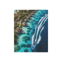 Aerial Escape Over Turquoise Lagoon and Villas