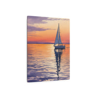 Tranquil Sunset Sailboat Over Calm Ocean Waters