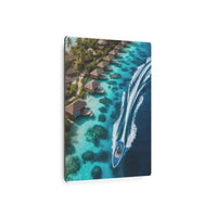 Aerial Escape Over Turquoise Lagoon and Villas