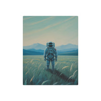 Solitary Astronaut in a Teal Alien Meadow