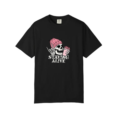 Comfort Colors® Skeleton Staying Alive Tee