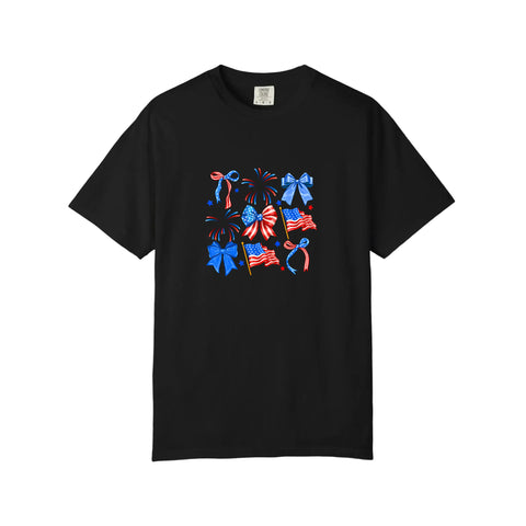 Comfort Colors® Patriotic Bows And Flags Tee