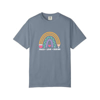 Comfort Colors® Teach Love Inspire Pencil Rainbow Tee — Blue Jean