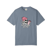 Comfort Colors® Skeleton Staying Alive Tee — Blue Jean