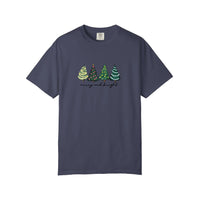 Comfort Colors® Merry And Bright Christmas Trees Tee — China Blue