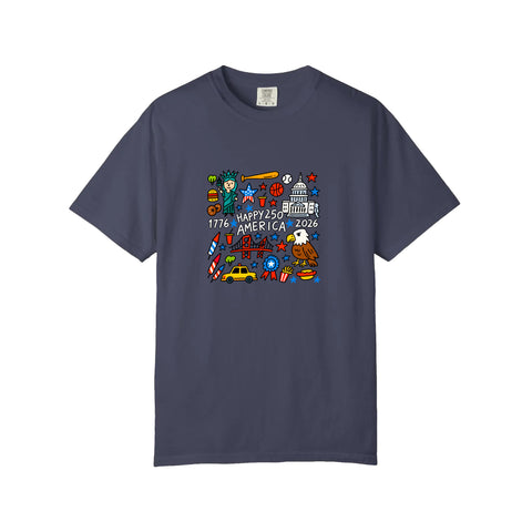 Comfort Colors® Happy 250 America Doodle Tee