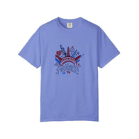Comfort Colors® America Liberty Crown Graffiti Tee — Flo Blue