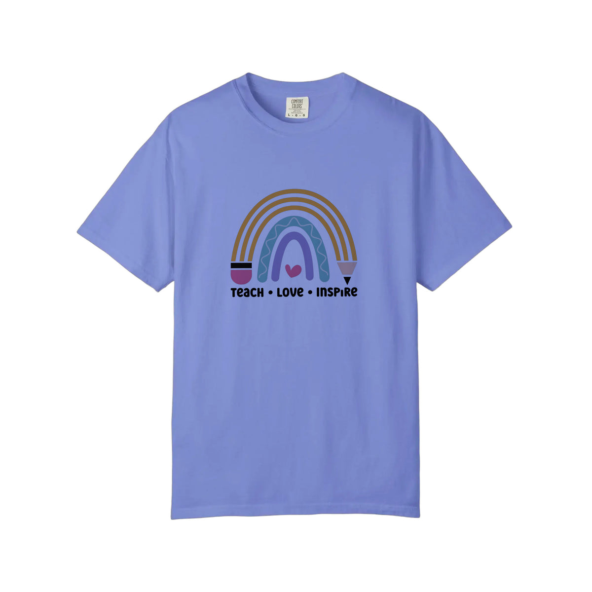 Comfort Colors® Teach Love Inspire Pencil Rainbow Tee