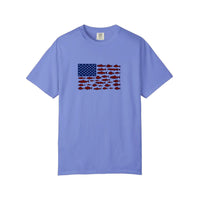 Comfort Colors® Stars And Stripes Fish Flag Tee — Flo Blue