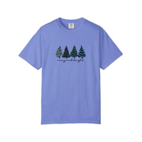Comfort Colors® Merry And Bright Christmas Trees Tee — Flo Blue