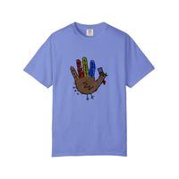 Comfort Colors® Hand Turkey In A Top Hat Tee — Flo Blue