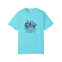 Comfort Colors® America Liberty Crown Graffiti Tee — Lagoon Blue
