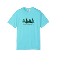 Comfort Colors® Merry And Bright Christmas Trees Tee — Lagoon Blue