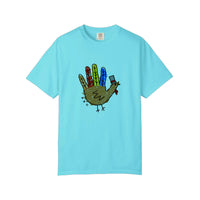 Comfort Colors® Hand Turkey In A Top Hat Tee — Lagoon Blue