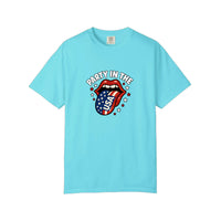 Comfort Colors® Party In The USA Lips Tee — Lagoon Blue