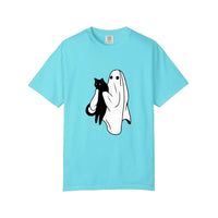 Comfort Colors® Ghost Holding A Black Cat Tee — Lagoon Blue