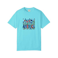 Comfort Colors® America Wildflowers Freedom Brave Tee — Lagoon Blue