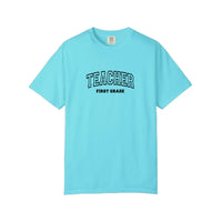 Comfort Colors® First Grade Teacher Varsity Tee — Lagoon Blue