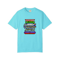 Comfort Colors® Everything I Know I Learned From 80s Cartoons Tee — Lagoon Blue
