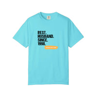 Comfort Colors® best_husband_dark print Tee — Lagoon Blue