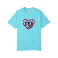 Comfort Colors® USA Hearts And Stars Tee — Lagoon Blue