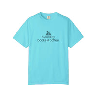 Comfort Colors® Fuelled By Books And Coffee Tee — Lagoon Blue