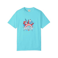 Comfort Colors® America Liberty Crown Graffiti Tee — Lagoon Blue