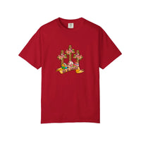 Comfort Colors® He Is Risen Floral Crosses Tee — Red