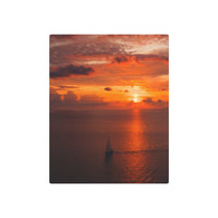 Solitary Sail at Sunset Over Golden Sea
