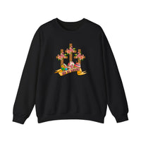 He Is Risen Floral Crosses Sweatshirt — Black