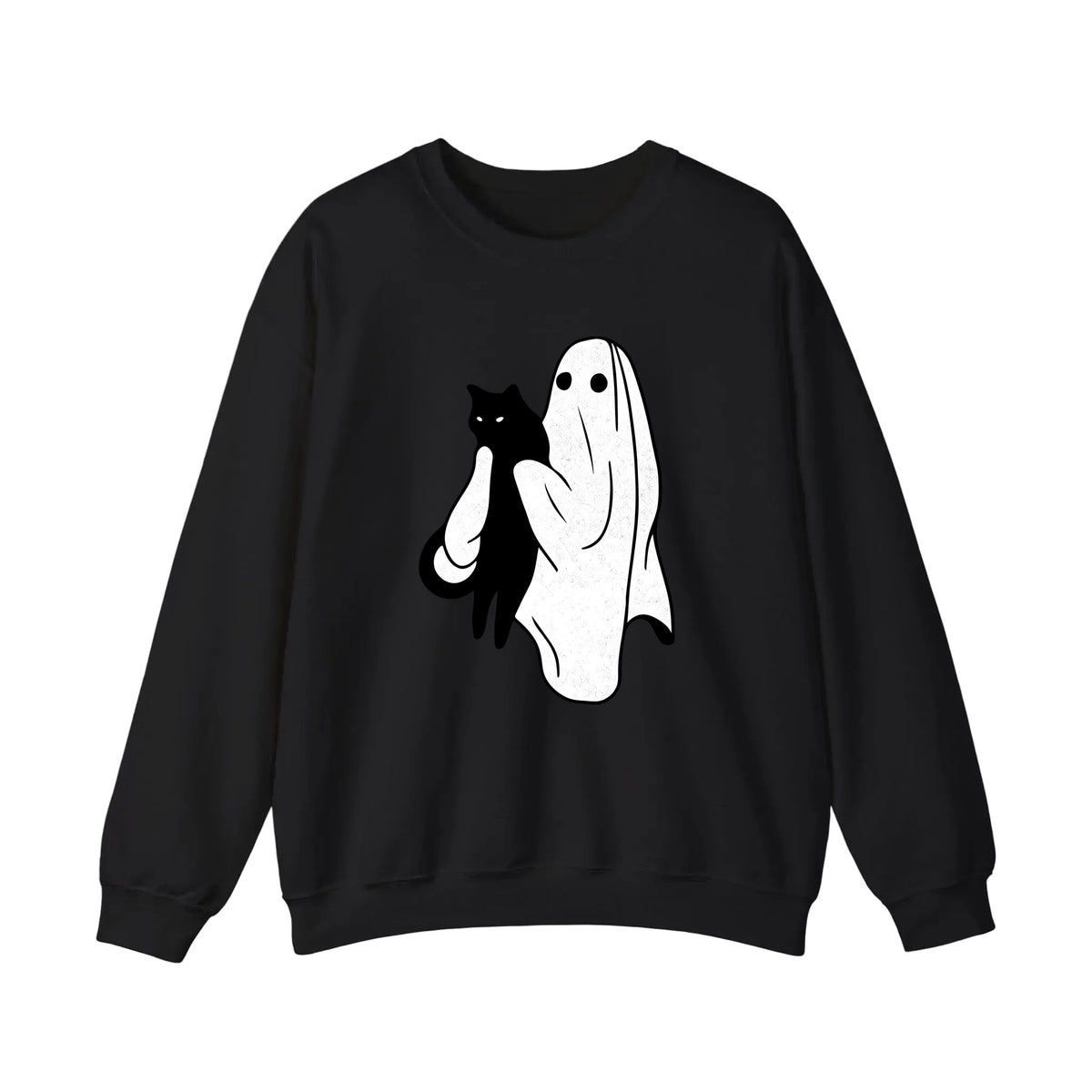 Ghost Holding A Black Cat Sweatshirt