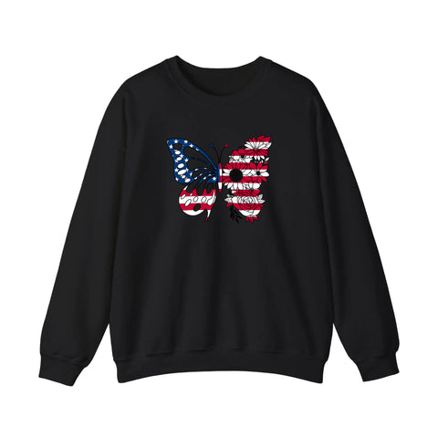 Patriotic Floral Butterfly Sweatshirt