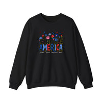 America Wildflowers Freedom Brave Sweatshirt — Black