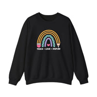 Teach Love Inspire Pencil Rainbow Sweatshirt — Black
